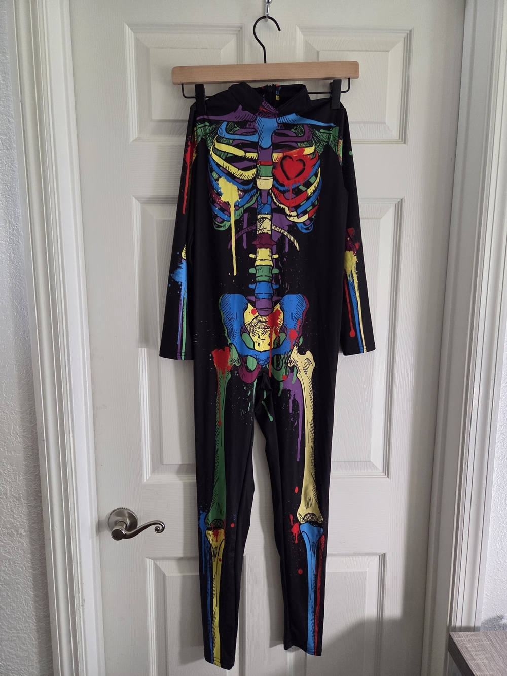 Kids Multicolor Neon Skeleton One-Piece Costume - Black